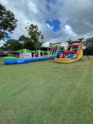 20m Blue Tropical Dual Lane Waterslide