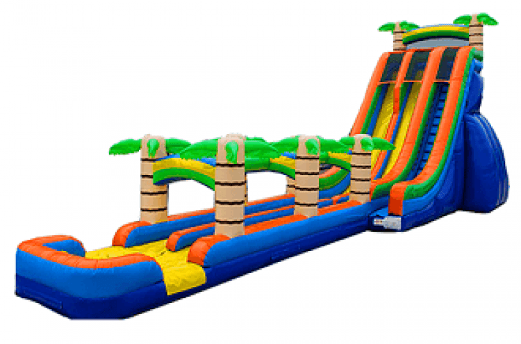 20m Blue Tropical Dual Lane Waterslide