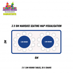 320x206m20Commercial20Marquee20hire20 20seating20map20 202020 201.8m20round20table20hire 1723346090 3m x 6m Marquee (Installed)