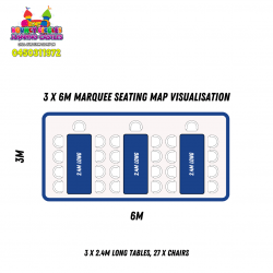 320x206m20Commercial20Marquee20hire20 20seating20map20 202720 202.4m20table20hire 1723346090 3m x 6m Marquee (Installed)