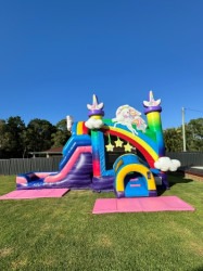 3D Rainbow Unicorn Combo Jumping Castle