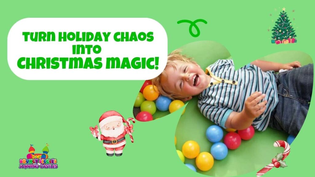 Child enjoying Christmas jumping castle hire with bouncy balls