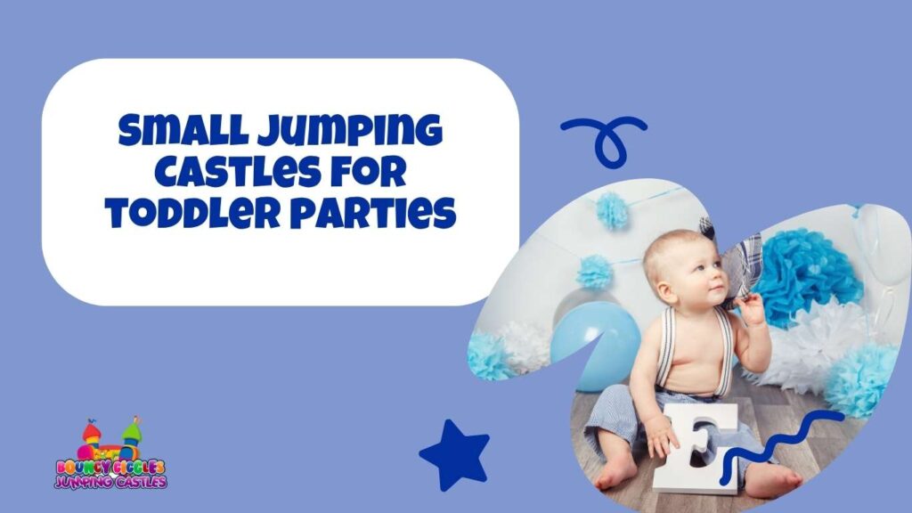 Toddler sitting on the floor smiling representing small jumping castle hire Brisbane for birthday parties